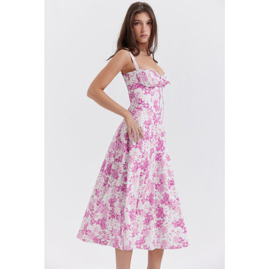 Damen Maxikleid mit floralem Design und elegantem Schlitz R&B
