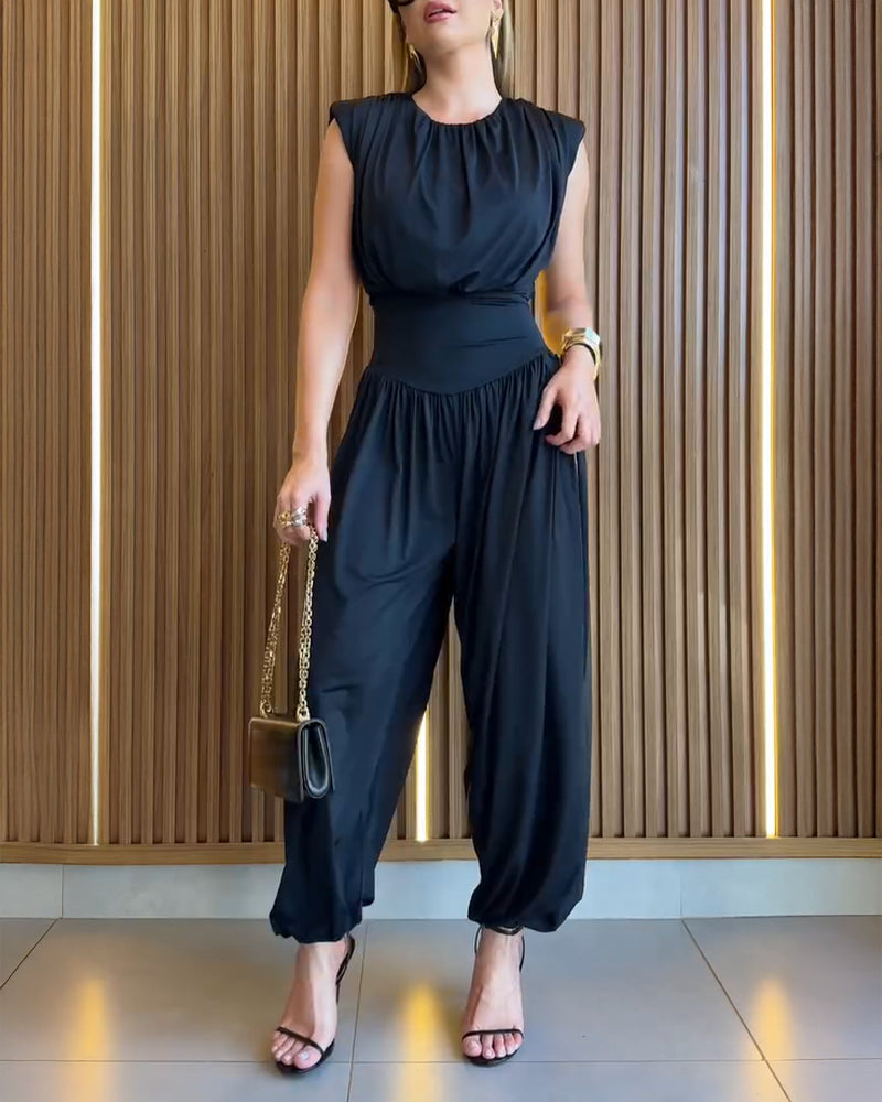 Damen modischer Jumpsuit mit elastischem Taillenbund und innovativem Schnitt R&B
