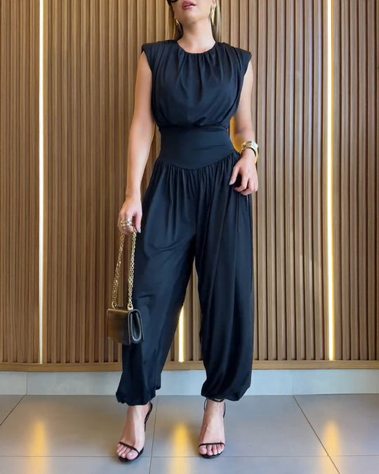 Damen modischer Jumpsuit mit elastischem Taillenbund und innovativem Schnitt R&B