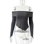 Damen Off-Shoulder Shirt mit eleganten Trompetenärmeln