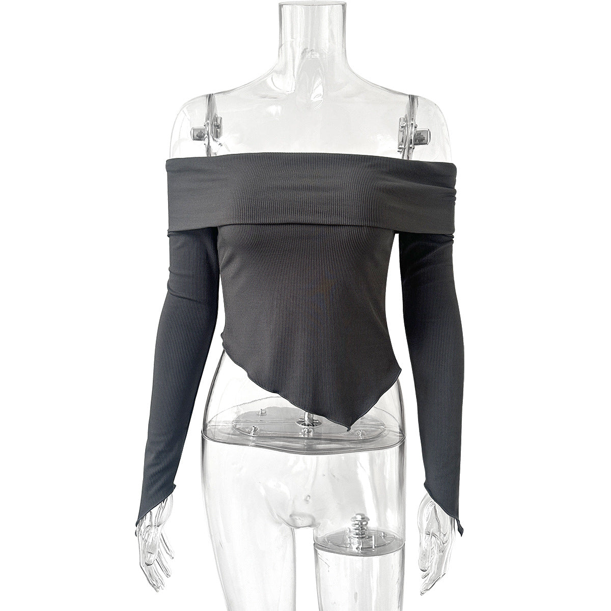 Damen Off-Shoulder Shirt mit eleganten Trompetenärmeln