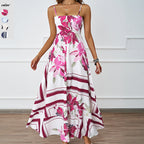 Damen Maxikleid mit modernem grafischem Design und elegantem A-Linien-Schnitt R&B