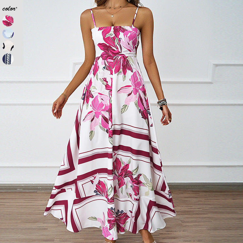 Damen Maxikleid mit modernem grafischem Design und elegantem A-Linien-Schnitt R&B