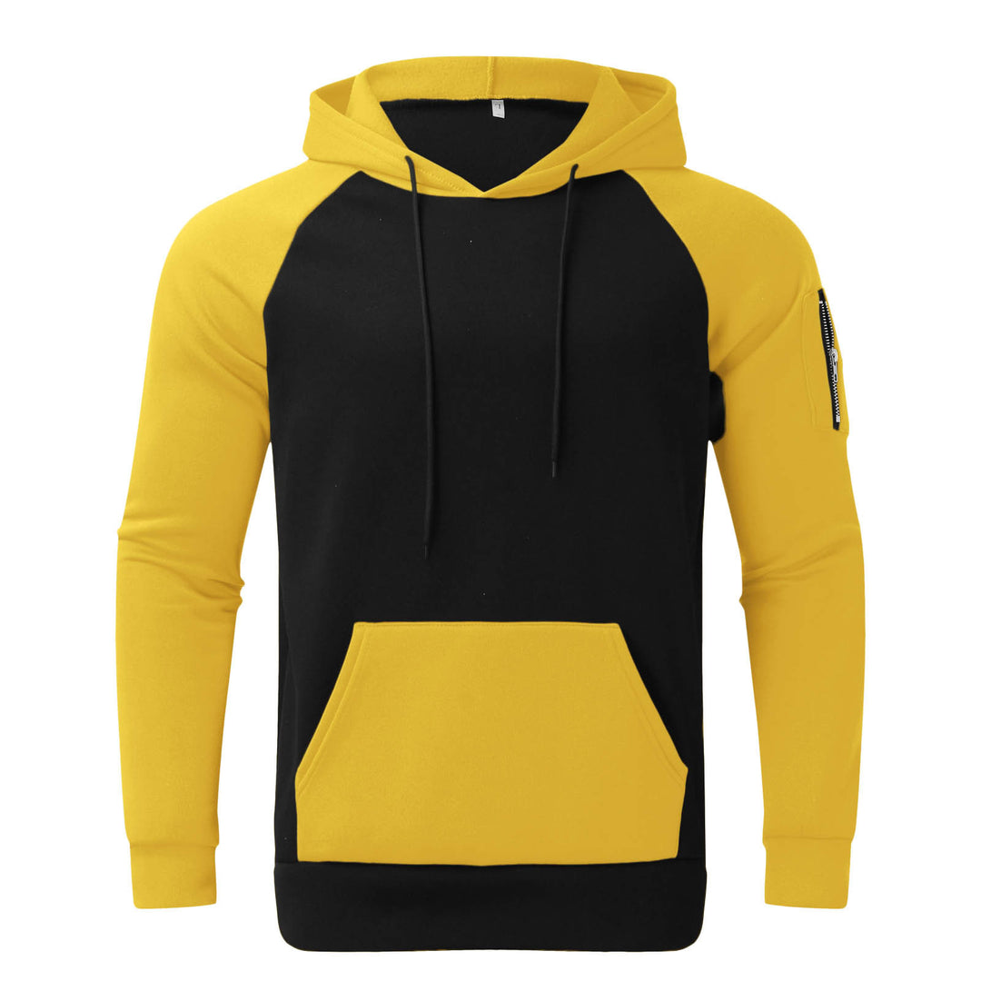 Herren nan Raglan-Kapuzenpullover aus Baumwollmix mit Kängurutasche, Ärmeltasche und Kapuzenkordel R&B