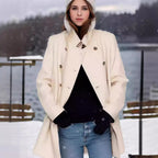 Damen eleganter Duffle-Mantel mit doppelter Knopfleiste und luxuriösen Details R&B