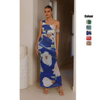 Damen Wickel-Maxikleid mit floralem Muster und elegantem Chiffon-Stoff EB