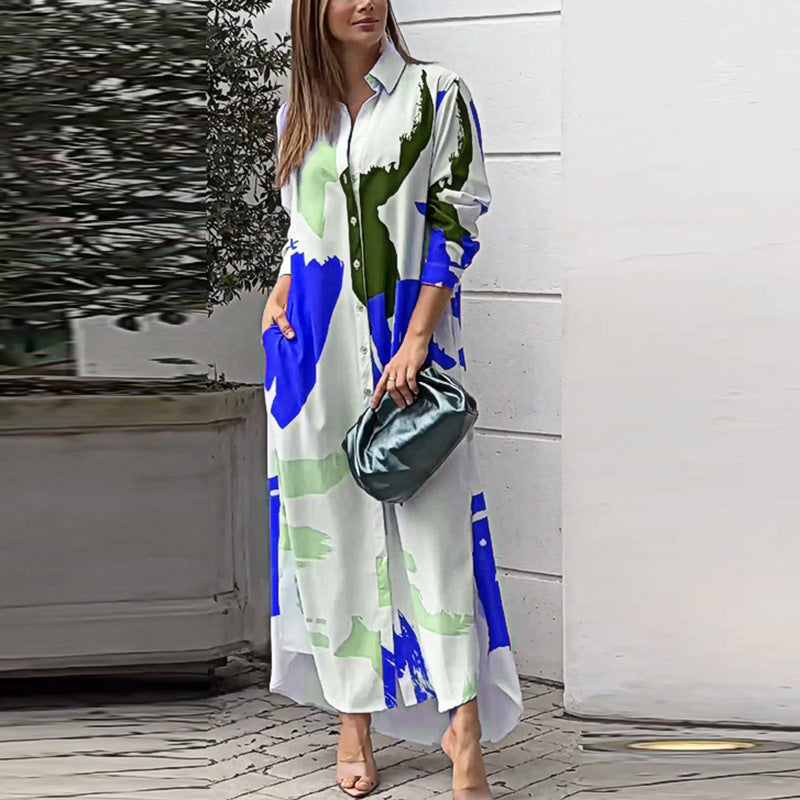 Damen Maxi-Hemdrobe mit buntem Kunstdesign R&B