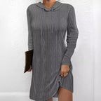 Damen Hoodie-Kleid mit strukturiertem Strickmuster und praktischen Seitentaschen R&B