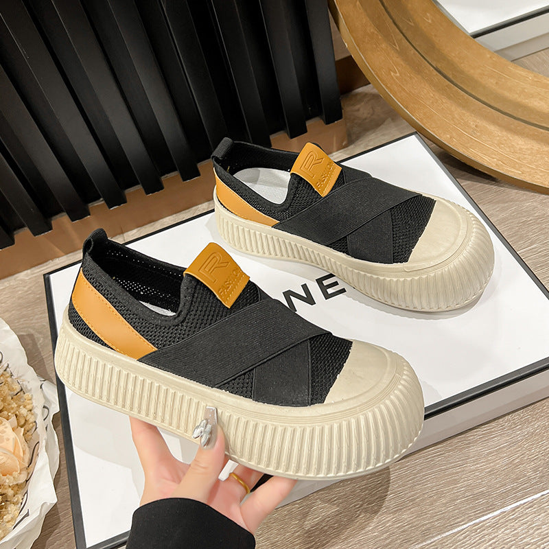 Damen Bequeme Slip-On Sneakers mit elastischem Riemen R&B