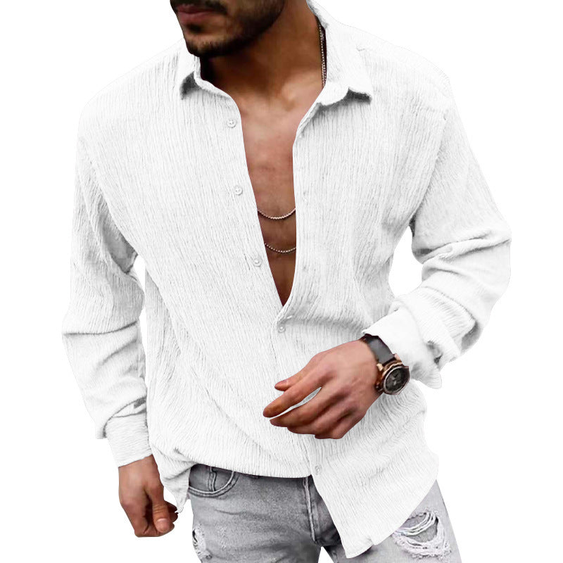 Herren lässiges Langarmhemd mit strukturiertem Gewebe und modernem Look R&B