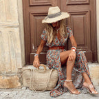 Damen Maxikleid mit floralem Paisleymuster und seitlichem Schlitz R&B