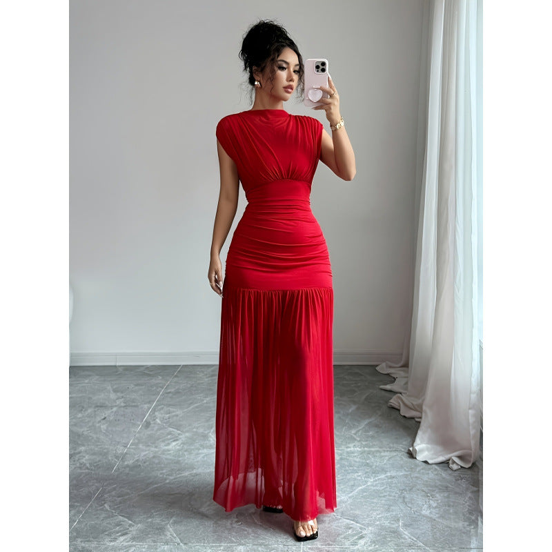 Damen Elegantes Maxikleid mit figurbetontem Schnitt und fließendem Rock R&B