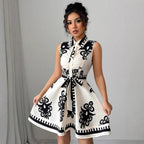 Damen Hemdblusenkleid mit tailliertem Schnitt und dekorativem Bindegürtel R&B