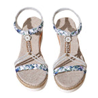 Damen Wedge-Sandaletten mit floralen Verzierungen und komfortablem Fußbett R&B