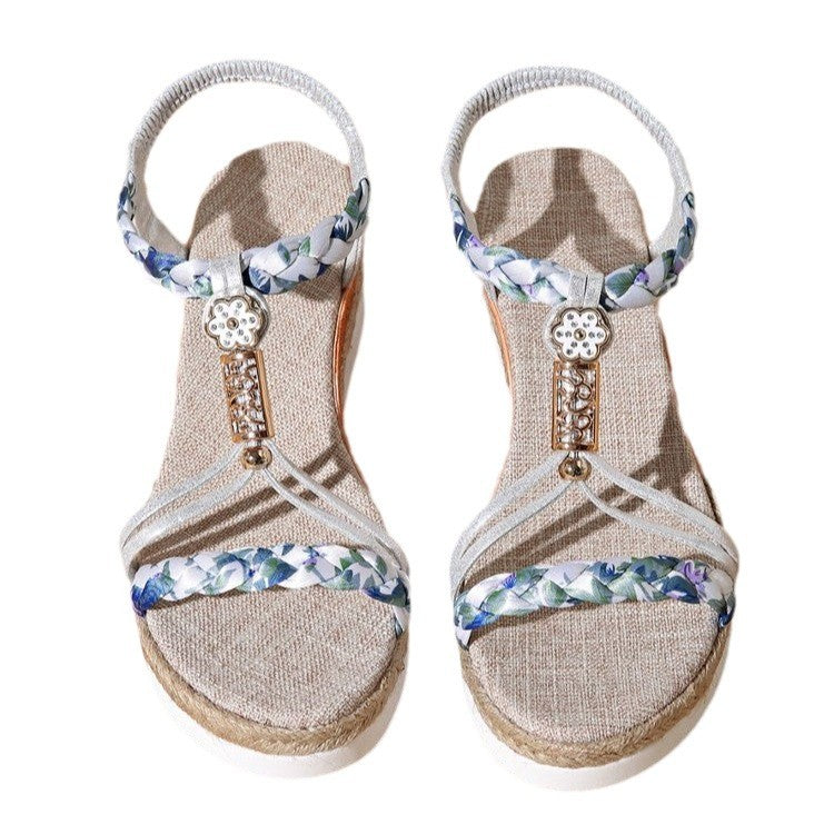Damen Wedge-Sandaletten mit floralen Verzierungen und komfortablem Fußbett R&B