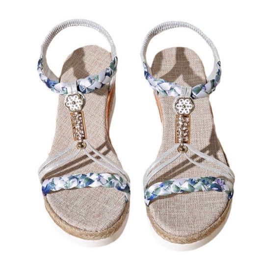 Damen Wedge-Sandaletten mit floralen Verzierungen und komfortablem Fußbett R&B