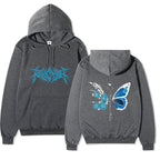 Damen Kapuzenpullover mit einzigartigem Schmetterlings- und Blumenmotiv