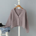 Damen lässige Strickjacke mit überschnittenen Schultern und knöpfen