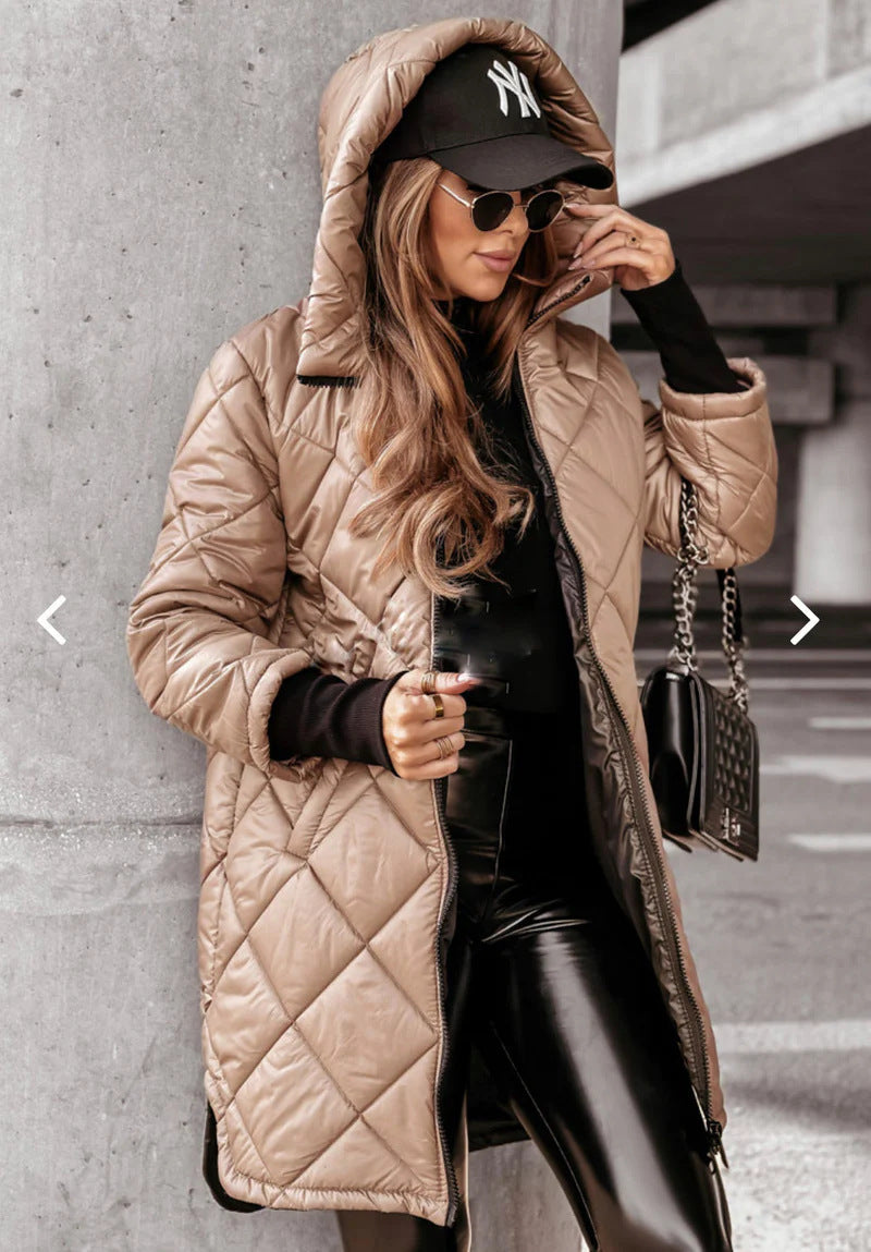 Damen Lässige Steppjacke mit Kapuze und praktischen Taschen R&B