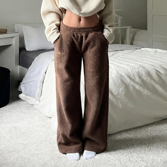 Damen Flauschige Jogginghose mit elastischem Bund und Seitennahttaschen R&B