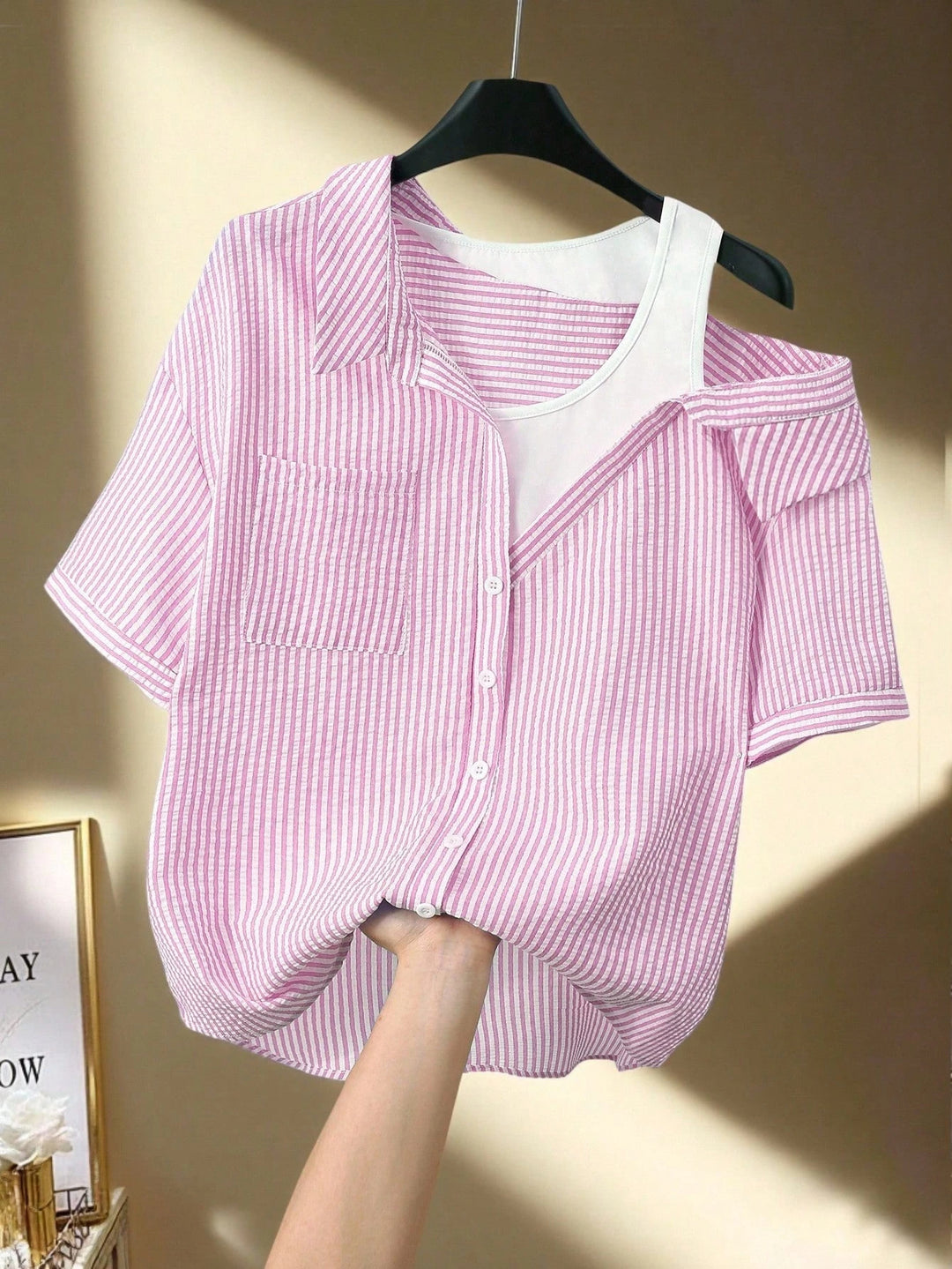 Damen lässige Bluse mit modischem Schnitt und asymmetrischem Design R&B