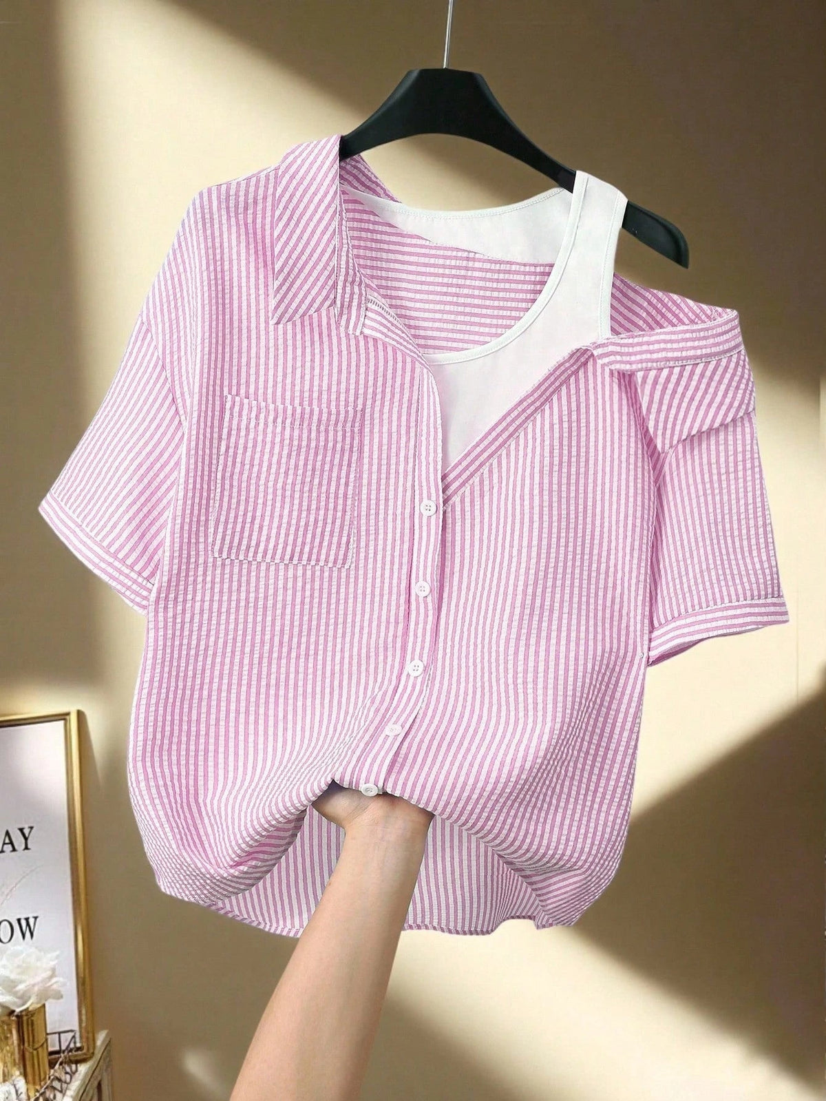 Damen lässige Bluse mit modischem Schnitt und asymmetrischem Design R&B