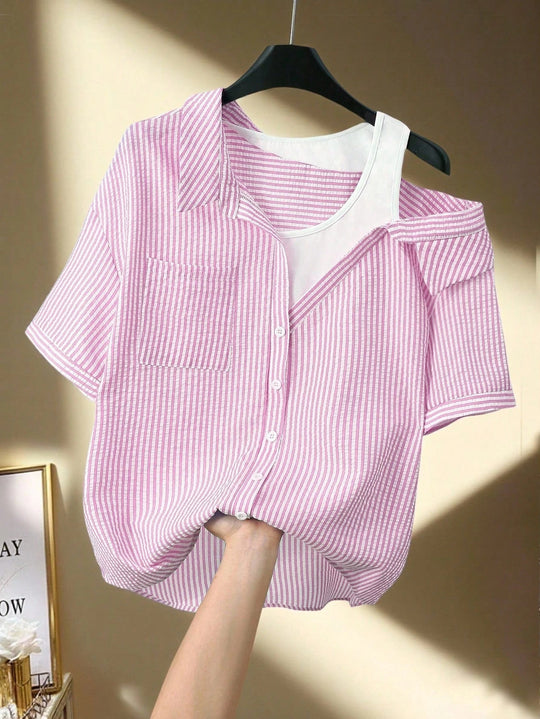 Damen lässige Bluse mit modischem Schnitt und asymmetrischem Design R&B