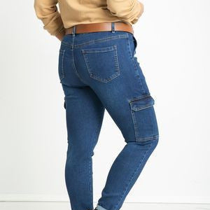 Damen Cargo-Jeans mit modischen Taschen und angesagtem Skinny-Schnitt R&B