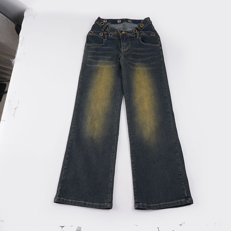Damen Jeans mit weitem Schnitt und eleganten Gürtelschlaufen R&B
