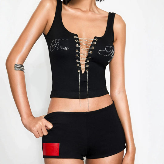Damen Elegantes Knotentop mit perlenverzierten Details R&B