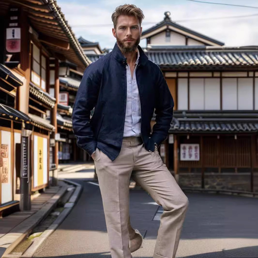 Herren leichte Steppjacke mit hohem Kragen und praktischen Taschen R&B