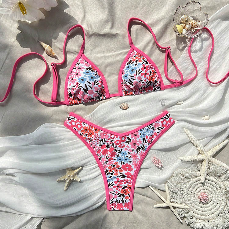 Damen Triangel-Bikini mit chicem Tiermuster und verstellbaren Trägern R&B