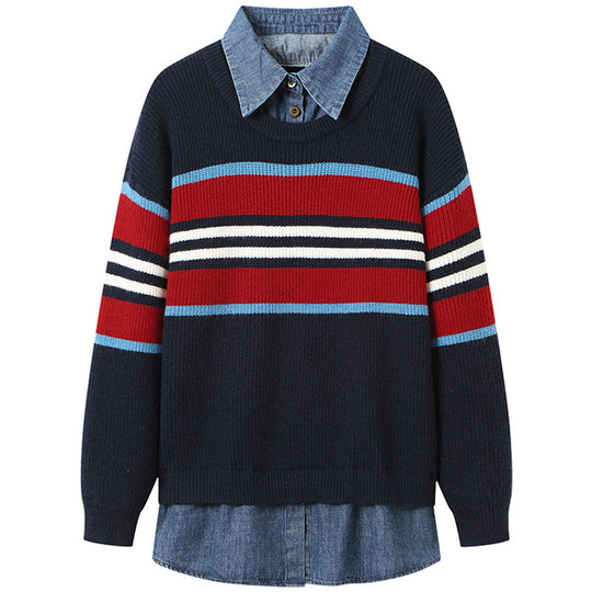 Damen gestreifter Strickpullover mit lässigem Schnitt und angenehmem Tragegefühl R&B
