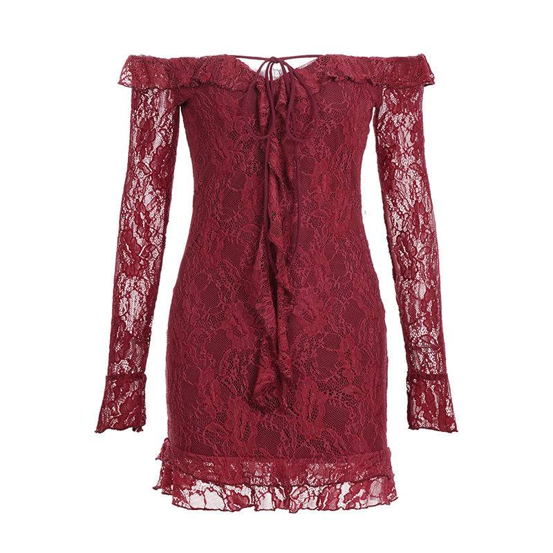Damen Strandkleid mit zarten Spitzenakzenten und verführerischer Schnürung R&B