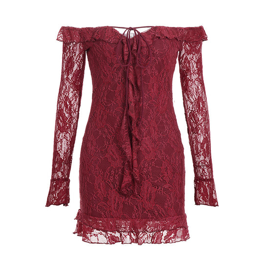Damen Strandkleid mit zarten Spitzenakzenten und verführerischer Schnürung R&B
