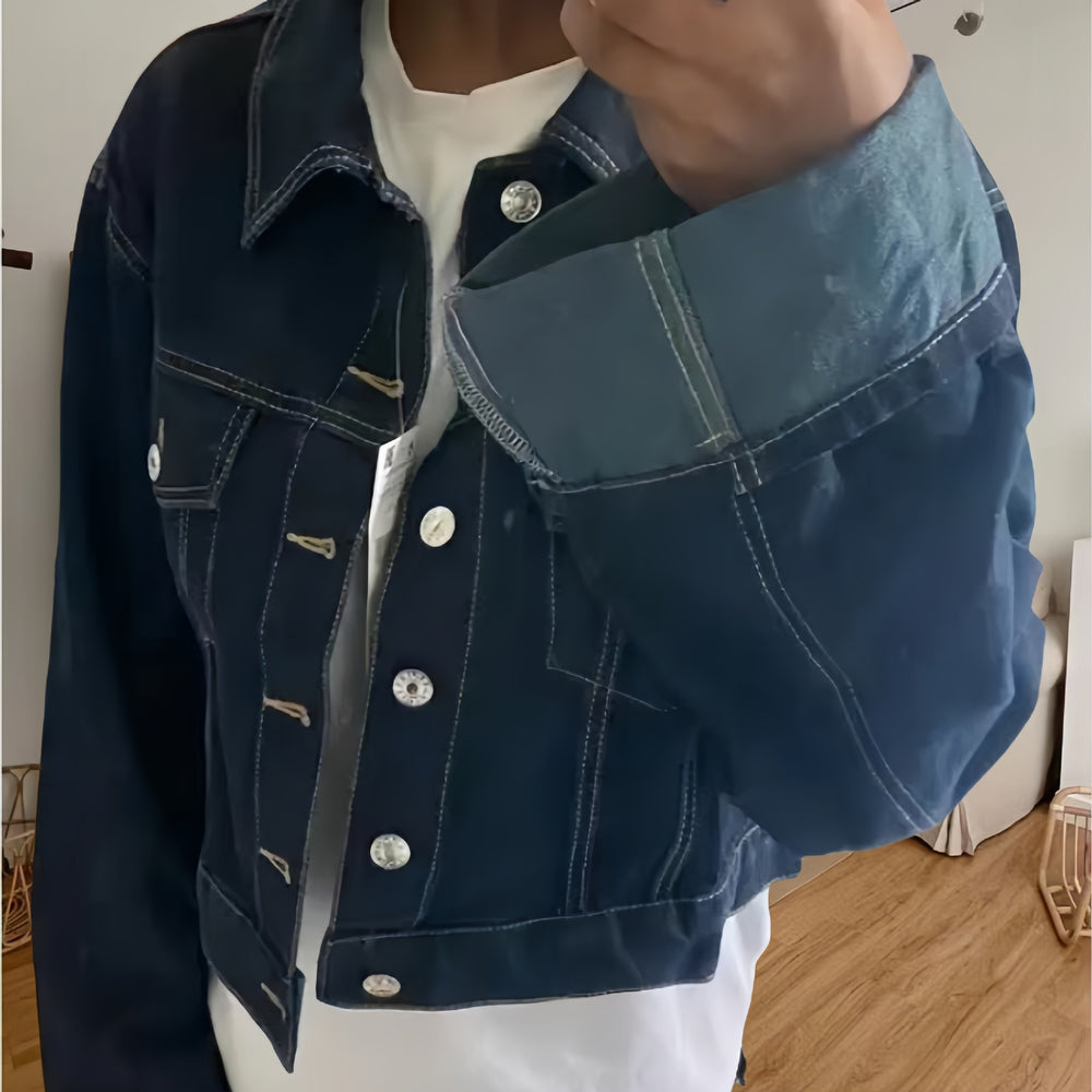 Damen cropped Denimjacke mit strukturiertem Schnitt R&B