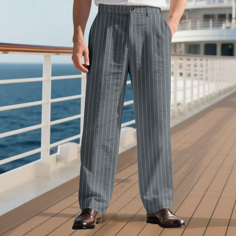 Herren elegante Anzughose mit schmalen Nadelstreifen R&B