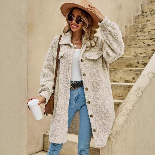 Damen Weiche und kuschelige Oversized-Jacke R&B
