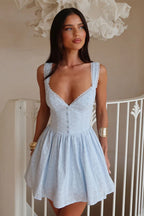 Damen Verspieltes Kurzkleid mit filigranem Spitzenmuster und elegantem V-Ausschnitt R&B