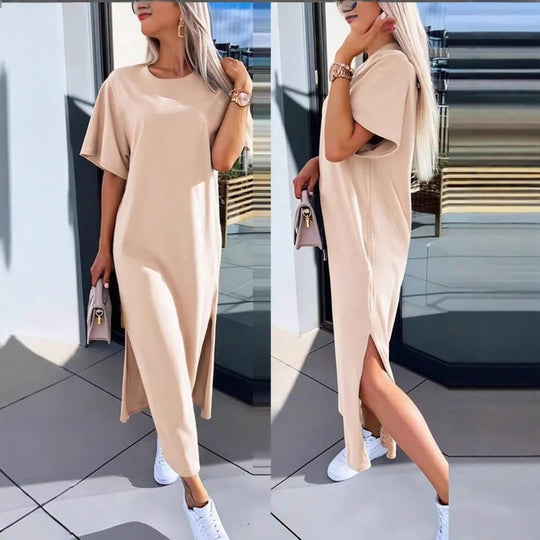 Damen Lässiges Maxikleid mit seitlichen Schlitzen und Oversize-Design R&B