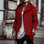 Herren stylischer Hoodie-Mantel mit doppelter Knopfreihe und weitem Kragen R&B