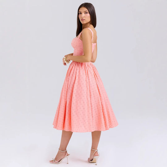 Damen A-linien Kleid mit Schößchen und Spitzenapplikationen R&B