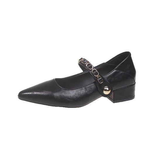 Damen elegante Mary Jane Pumps mit modischer Kettenverzierung R&B