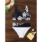 Damen Bikini-Set mit hohem Bund und floralem Muster R&B