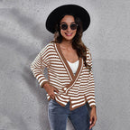 Damen Grobstrickpullover mit modischem Wellenmuster und weitem Schnitt R&B