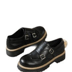 Damen Modische Halbschuhe mit doppeltem Riemendesign und hochwertiger Lederoberfläche R&B