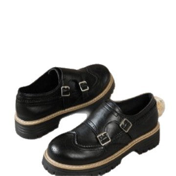 Damen Modische Halbschuhe mit doppeltem Riemendesign und hochwertiger Lederoberfläche R&B