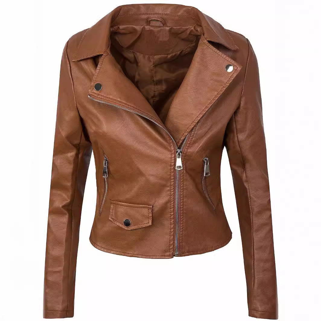 Damen stylische Bikerjacke aus hochwertigem R&B
