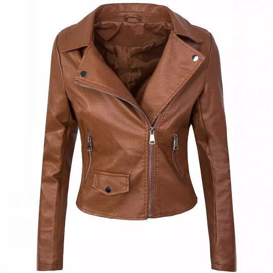 Damen stylische Bikerjacke aus hochwertigem R&B