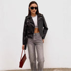 Damen Bikerjacke mit Schnallenverschluss